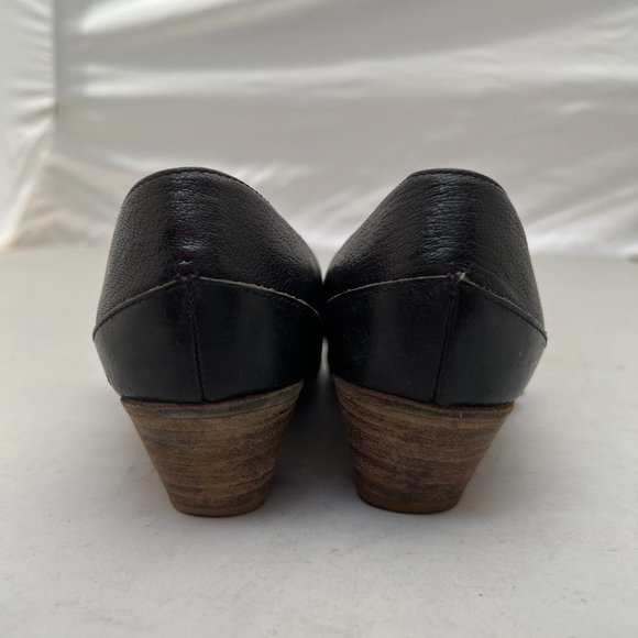 Chausser Black Leather Pointy Toe Mary Jane Low Heels US 6.5 - Picture 6 of 13